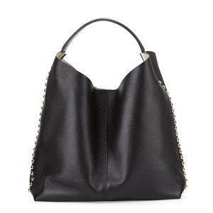 Rebecca Minkoff Stud-Trim Leather Hobo Bag | Blk